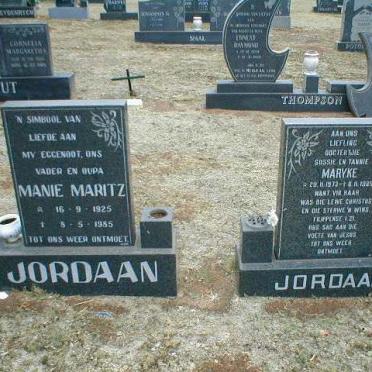 JORDAAN Manie Maritz 1925-1985 &amp; Maryke 1973-1995
