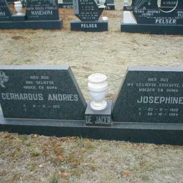 JAGER Gerhardus Andries, de 1913- &amp; Josephine 1922-1984