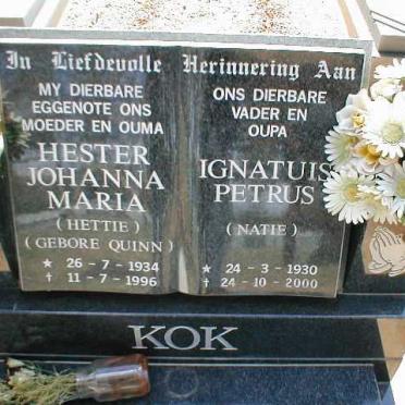 KOK Ignatuis Petrus 1930-2000 &amp; Hester Johanna Maria QUINN 1934-1996
