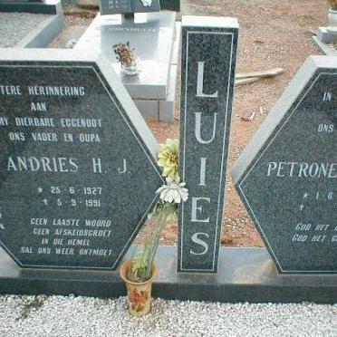LUIES Andries H.J. 1927-1991 &amp; Petronella C.S.E. 1934-