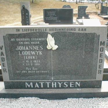 MATTHYSEN Johannes Lodewyk 1933-1981