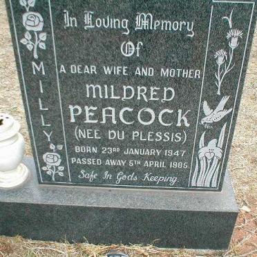PEACOCK Mildred nee DU PLESSIS 1947-1985