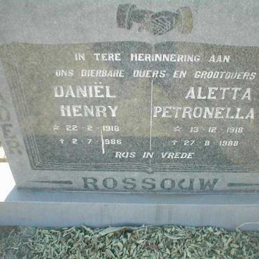 ROSSOUW Daniël Henry 1918-1986 &amp; Aletta Petronella B. 1918-1988