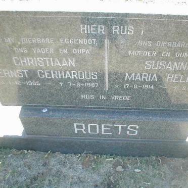 ROETS Christiaan Ernst Gerhardus 1905 - 1987 &amp; Susanna Maria Helena 1914 - 1987