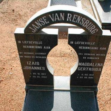 RENSBURG Izais Johannes, Jansen van 1917-1992 &amp; Magdalena Gertuida 1912-1994