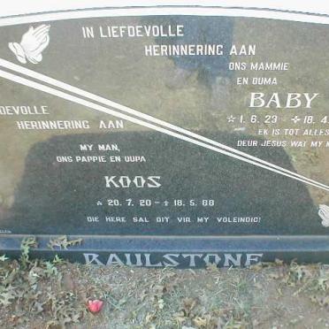 RAULSTONE Koos 1920-1988 &amp; Baby 1923-1999