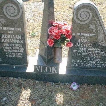 VLOK Adriaan Johannes 1915-2000 &amp; Anna Jacoba BURGER 1920-1989