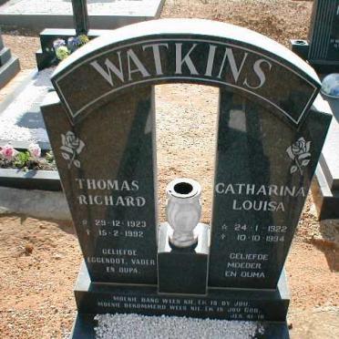 WATKINS Thomas Richard 1923-1992 &amp; Catharina Louisa 1922-1994