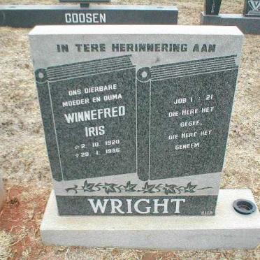 WRIGHT Winnefred Iris 1920-1996