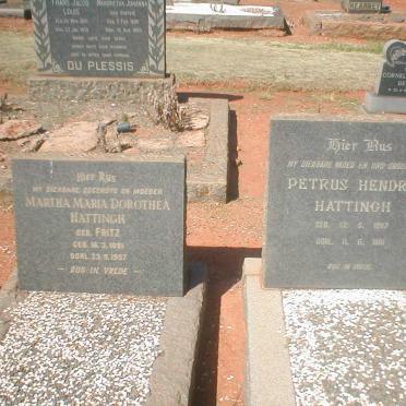 HATTINGH Petrus Hendrik 1887-1961 &amp; Martha Maria Dorothea FRITZ 1891-1957
