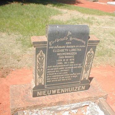 NIEUWENHUIZEN Elizabeth Loretha nee RIEKERT  1878-1951