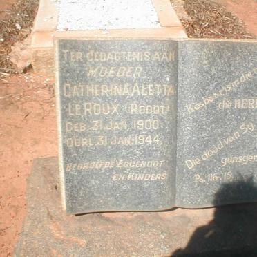 ROUX Catherina Aletta, le nee ROODT 1900-1944