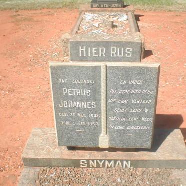SNYMAN Petrus Johannes 1893-1952