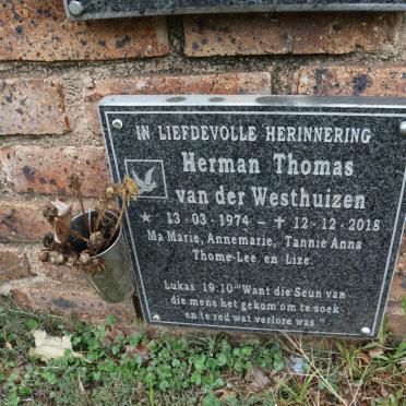 WESTHUIZEN Herman Thomas, van der 1974-2018