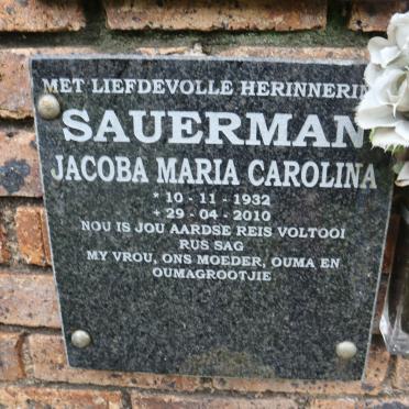 SAUERMAN Jacoba Maria Carolina 1932-2010