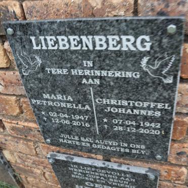 LIEBENBERG Christoffel Johannes 1942-2020 &amp; Maria Petronella 1947-2016
