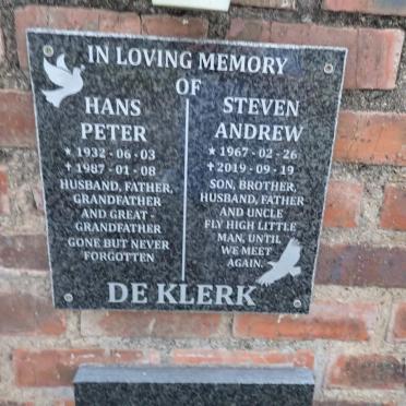 KLERK Hans Peter, de 1932-1987 :: DE KLERK Steven Andrew 1967-2019