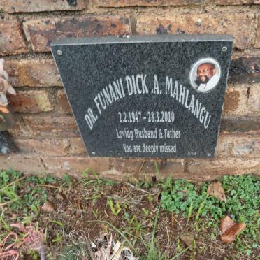 MAHLANGU Funani Dick. A. 1947-2010