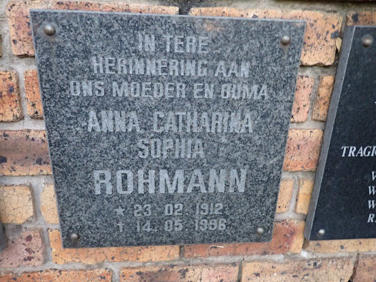 ROHMANN Anna Catharina Sophia 1912-1996