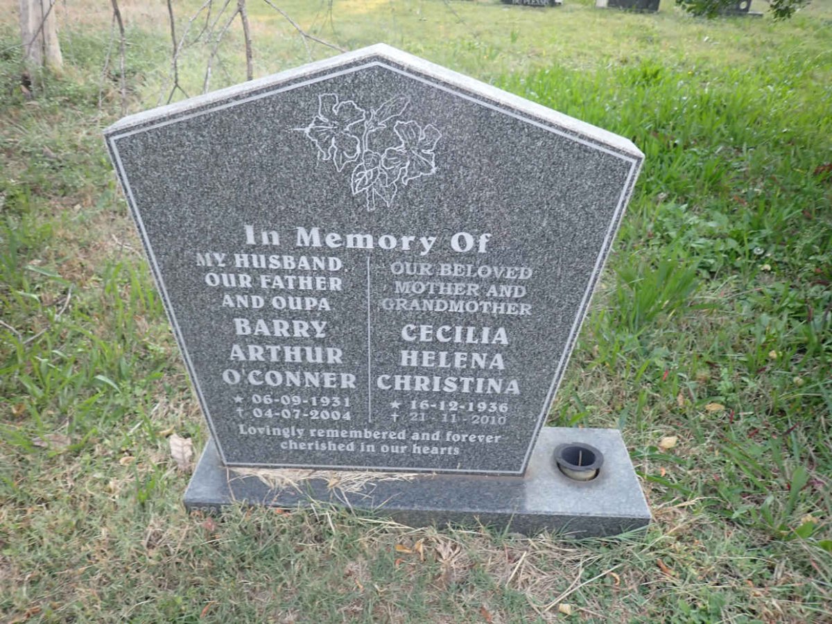 ? Barry Arthur O'Conner 1931-2004 &amp; Cecilia Helena Christina 1936-2010