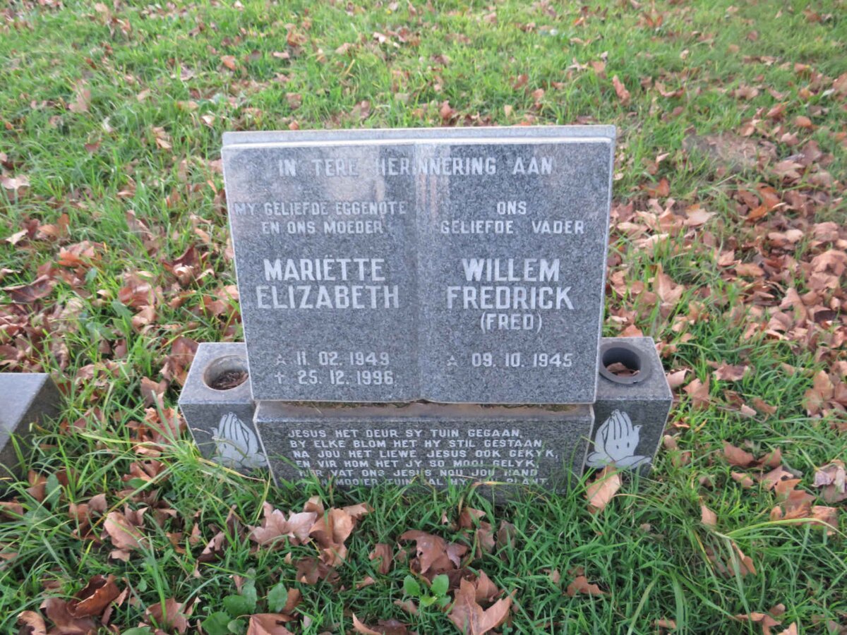 ? Willem Fredrick  1945-  & Mariette Elizabeth 1949-1996