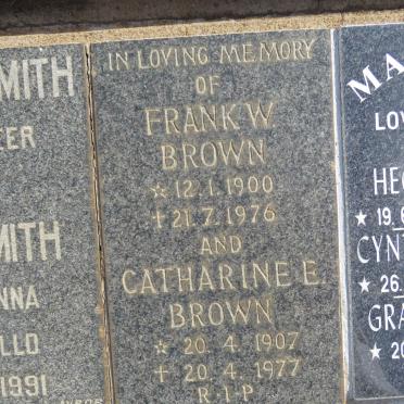 BROWN Frank W. 1900-1976 &amp; Catharine E. 1907-1977