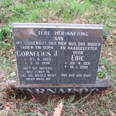 BARNARDO Cornelius J. 1923-1994 &amp; Ebie 1931-2001