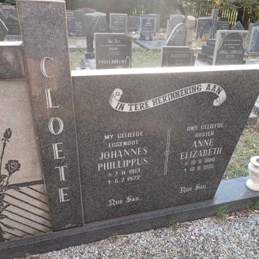 CLOETE Johannes Phillippus 1913-1972 &amp; Anne Elizabeth 1920-1995