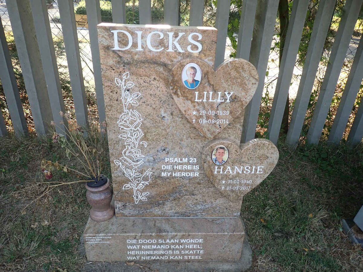 DICKS Hansie 1940-2017 &amp; Lilly 1939-2014