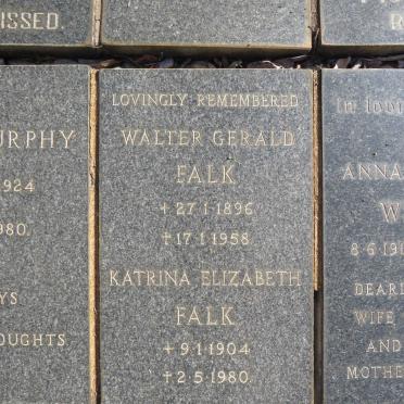 FALK Walter Gerald 1896-1958 &amp; Katrina Elizabeth 1904-1980