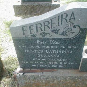 FERREIRA Hester Catharina S. nee DE VILLIERS 1911-1965