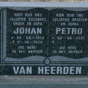 HEERDEN Johan, van 1938-1994 &amp; Petro 1945-