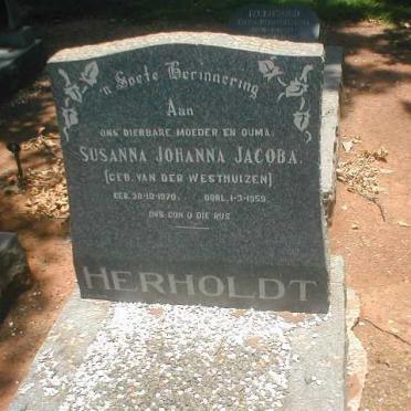 HERHOLDT Susanna Johanna Jacoba nee VAN DER WESTHUIZEN  1870-1959