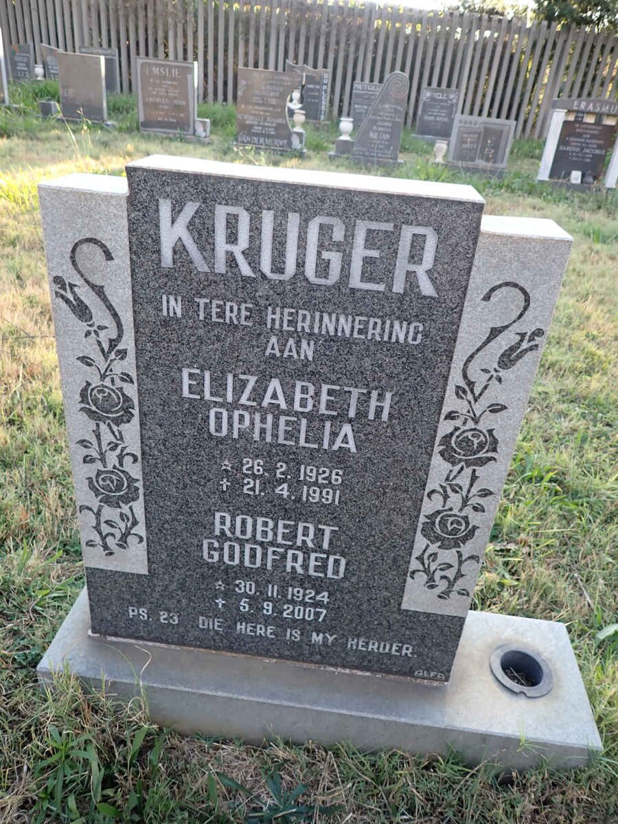 KRUGER Robert Godfred 1924-2007 &amp; Elizabeth Ophelia 1926-1991