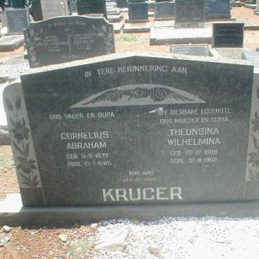 KRUGER Cornelius Abraham 1879-1965 &amp; Theunsina Wilhelmina 1888-1962