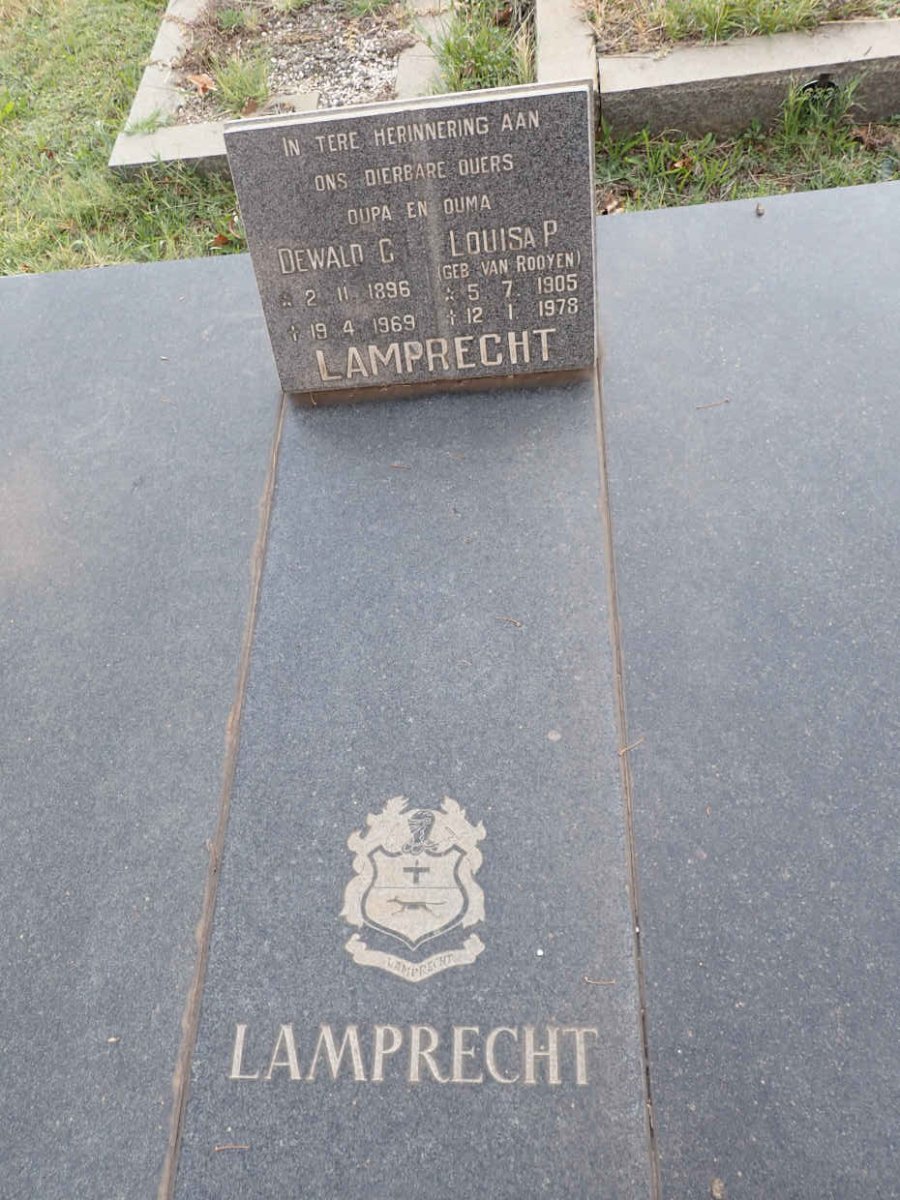 LAMPRECHT Dewald C. 1896-1969 &amp; Louisa P. VAN ROOYEN 1905-1978