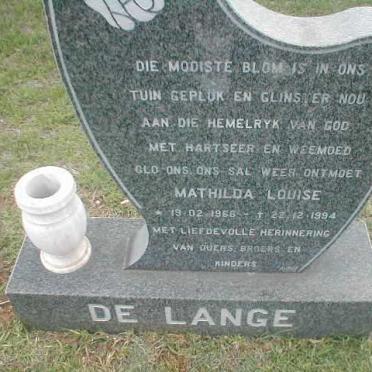 LANGE Mathilda Louise, de 1966-1994