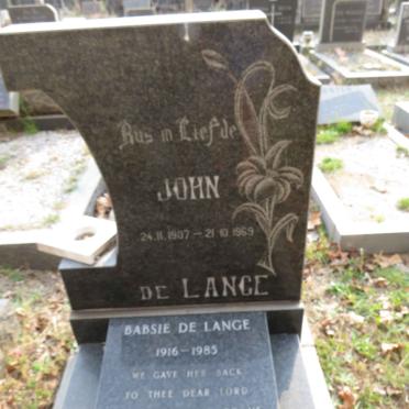LANGE John, de 1907-1969 &amp; Babsie 1916-1985