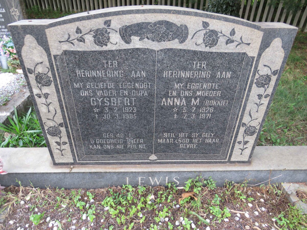 LEWIS Gysbert 1923-1985 &amp; Anna M. 1926-1971