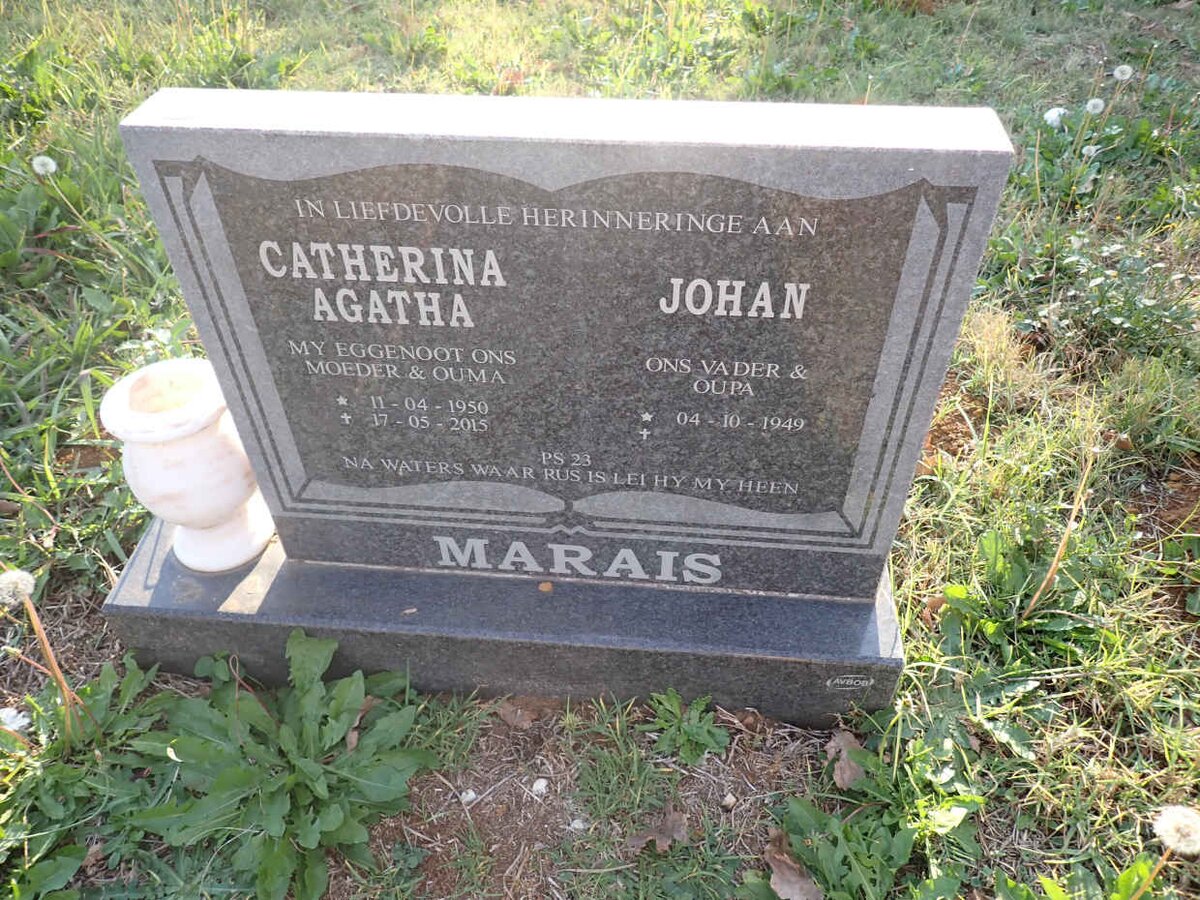 MARAIS Johan 1949- &amp; Catharina Agatha 1950-2015