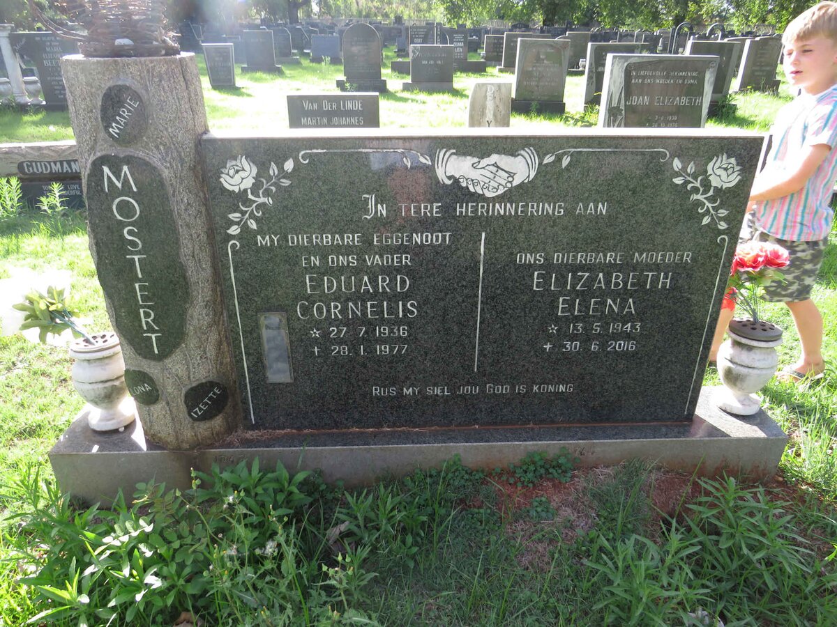MOSTERT Eduard Cornelis 1936-1977 &amp; Elizabeth Elena 1943-2016