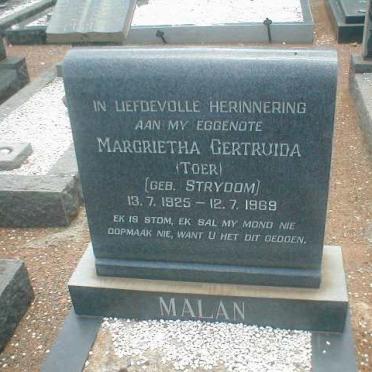 MALAN Magrietha Gertruida nee STRYDOM 1925-1969