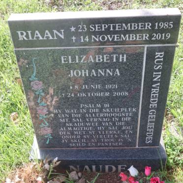 NAUDE Elizabeth Johanna 1921-2008 :: NAUDE  Riaan 1985-2019 