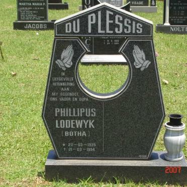 PLESSIS Phillipus Lodewyk, du 1935-1994