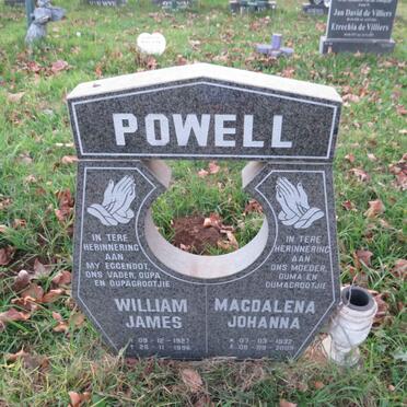 POWELL William James 1927-1996 & Magdalena Johanna 1932-2009