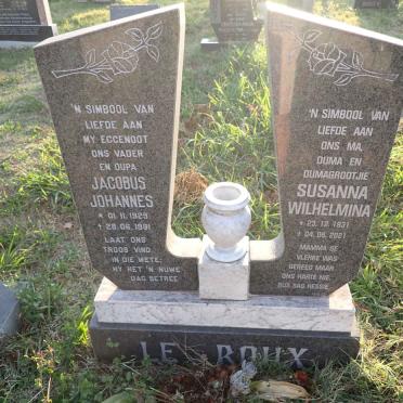 ROUX Jacobus Johannes, le 1929-1991 &amp; Susanna Wilhelmina 1931-2021