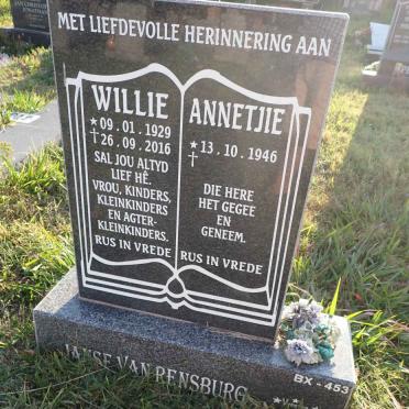 RENSBURG Willie, Janse van 1929-2016 &amp; Annetjie 1946-
