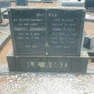 ROUX Gabriel Johannes, le 1890-1961 &amp; Anna Olivia Jacoba 1897-1991