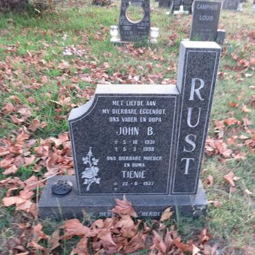 RUST John B. 1931-1998 & Tienie 1937-