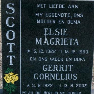 SCOTT Gerrit Cornelius 1922-2002 &amp; Elsie Magrieta 1922-1993